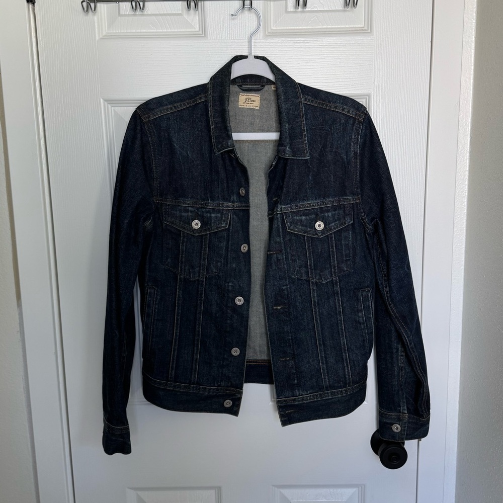 J crew denim jacket size XS dark blue medium wash
